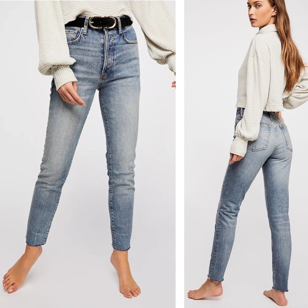 We The Free Stella Skinny Jeans High Rise Button Fly Skinny Light Rigid Denim 28